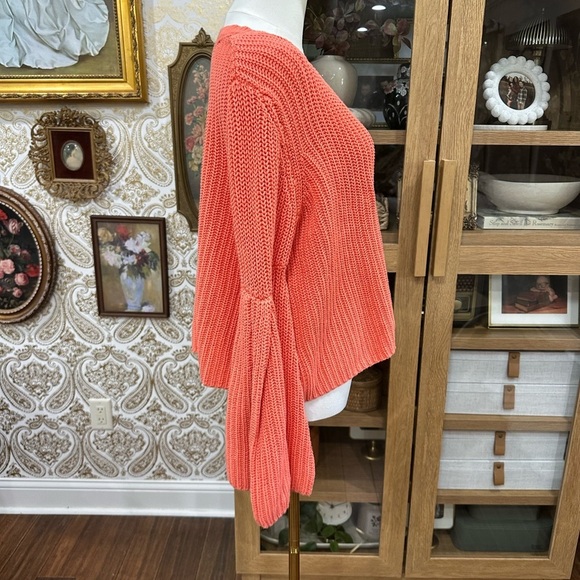 Free People Women's V-Neck Coral Sweater - Medium - Picture 5 of 9